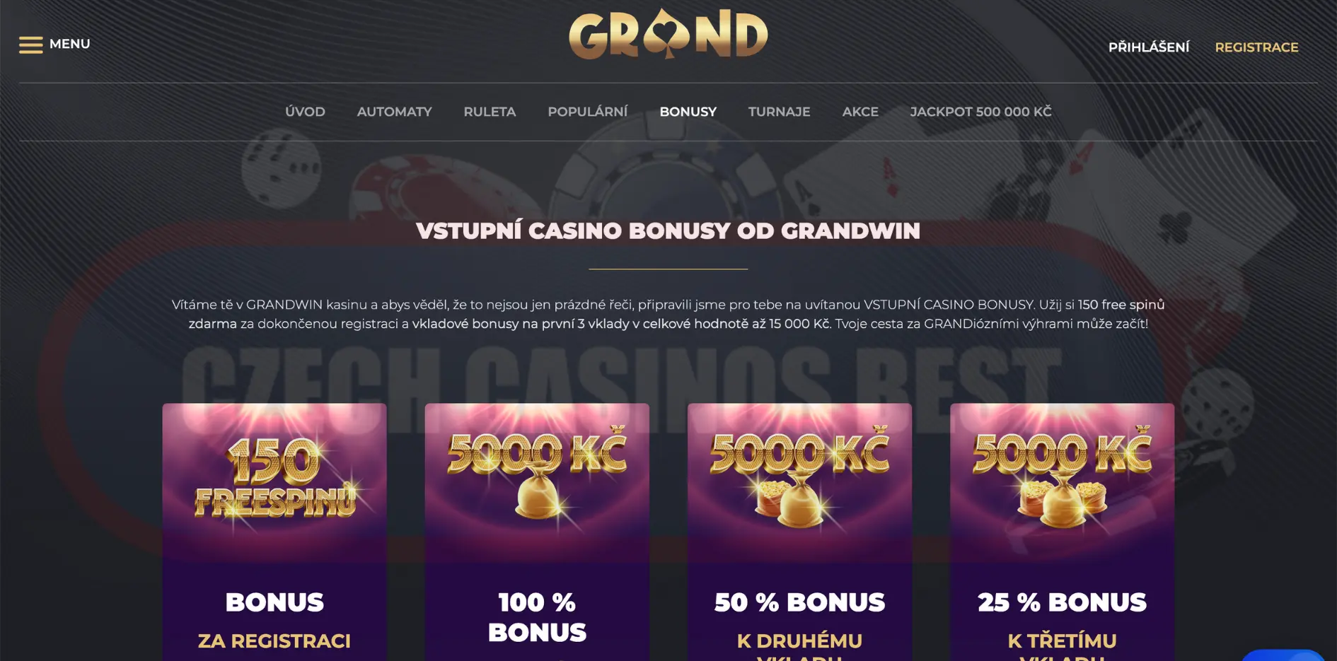 Grandwin kasinové bonusy