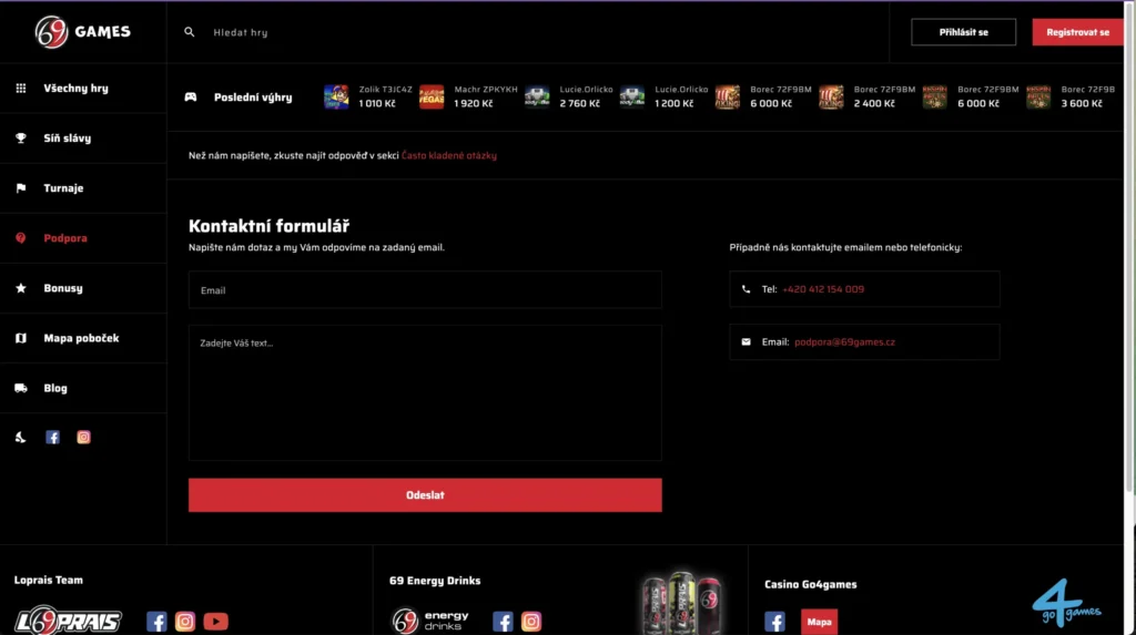 69games casino podpora