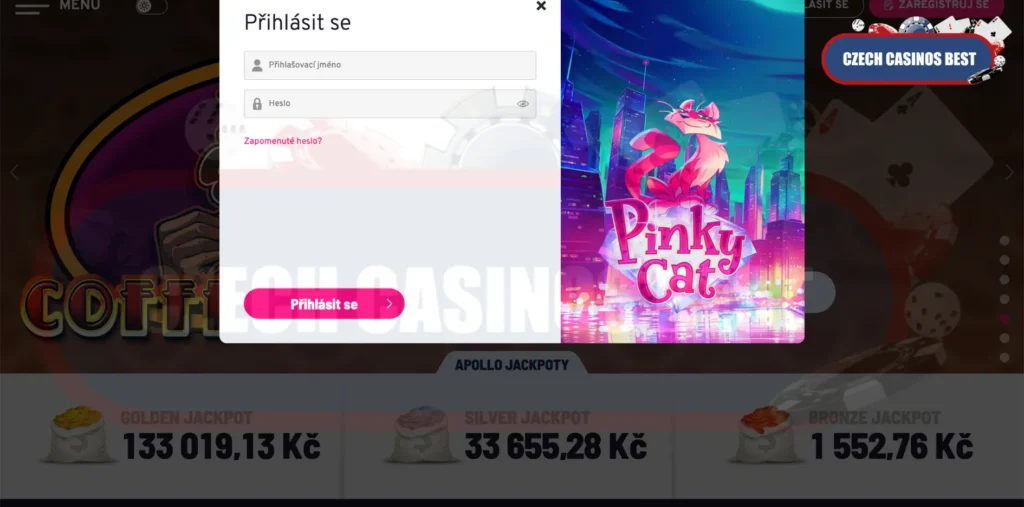 Přihlášení do kasina Apollo Games