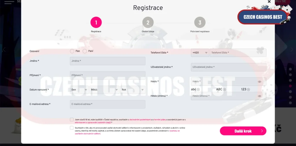 Registrace v kasinu Apollo Games