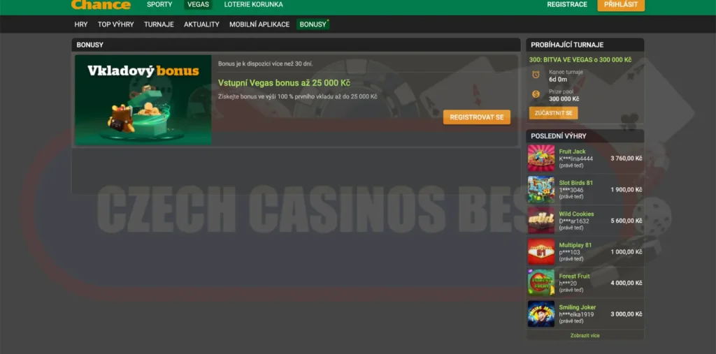 Všechny bonusy v Chance Casino