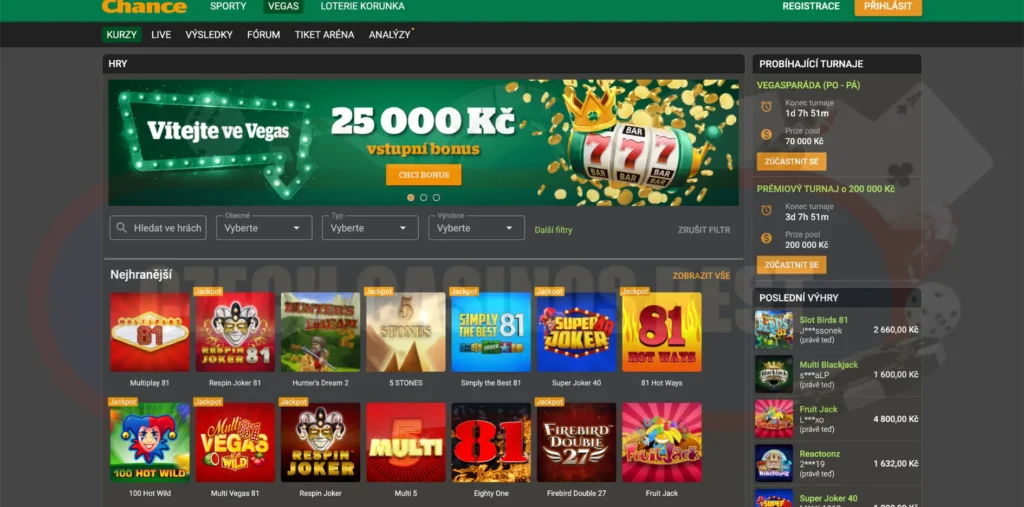 Nabídka her v kasinu Chance